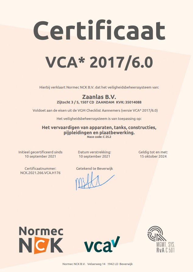 VCA H176 certificaat